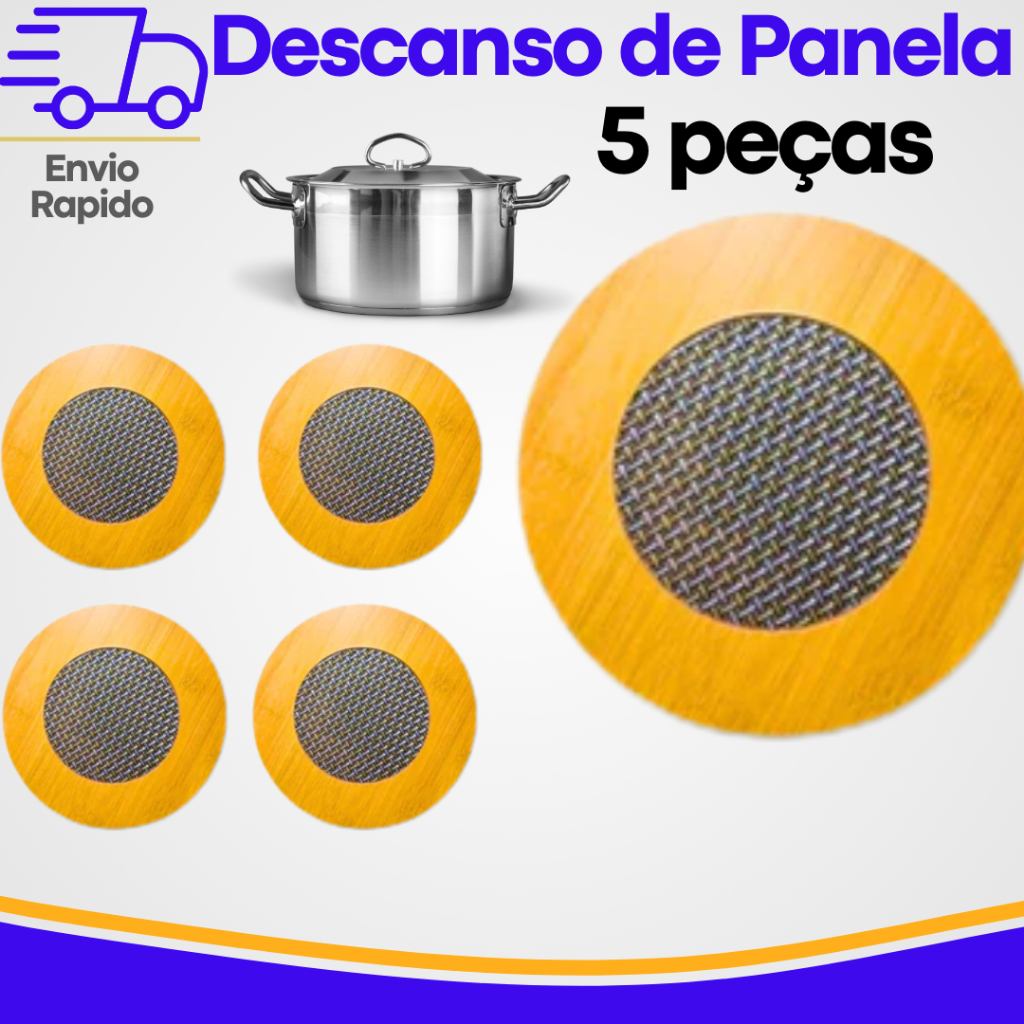 Kit 5 Descanso de Panela MDF 14,5cm – Apoio Para Panela e Protetor de Mesa com Formato Variado