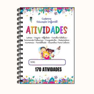 Apostila A4 alfabetização com 170 atividades - Escola Livro infantil Exercícios Práticos 80 páginas em Oferta na Shopee