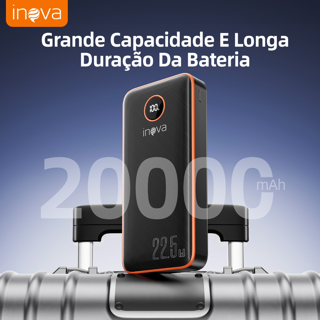 INOVA Power Bank 20000mAh Carregador Portátil Universal Original Micro USB Type-C Lightning 10000mAh em Oferta na Shopee