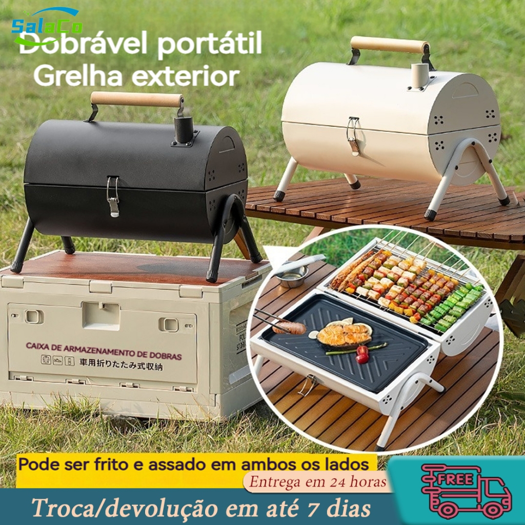 Churrasqueira a carvão Dimeshy, churrasqueira ao ar livre, grelha para defumar e cozinhar