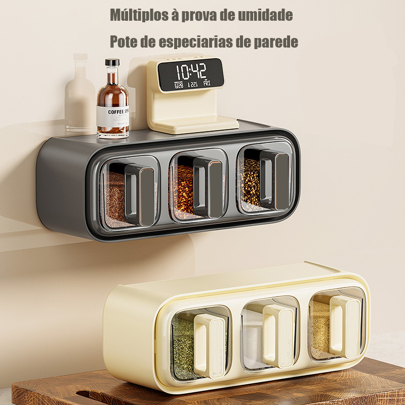 Organizador de Temperos com Ventosa, Novo Design - Conjunto de Frascos para Sal, Açúcar e Temperos em Oferta na Shopee