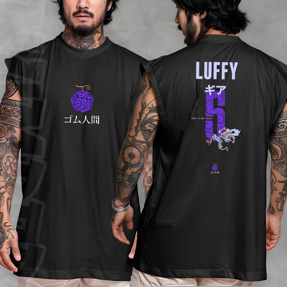Camiseta regata machao oversized masculino streetwear one piece luffy 5 em algodao unissex Longline