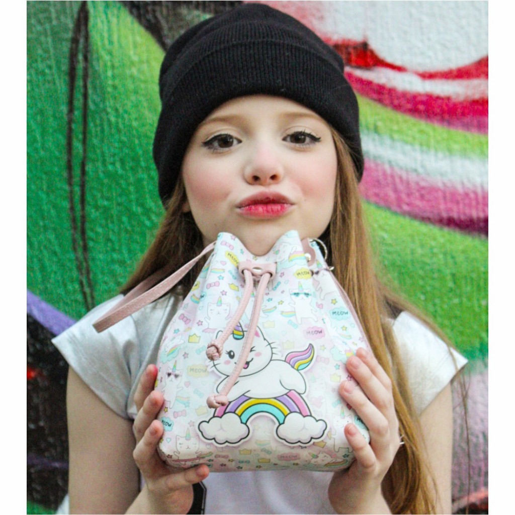 Bolsa Infantil Criança Menina Gatinho Cat Unicórnio Bolsinha Infantil Magicc Bolsas MI-093