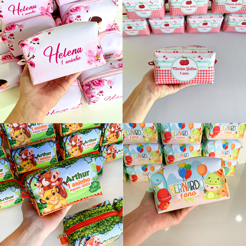 Kit Bolsinhas Necessaire Personalizada lembrancinhas aniversário Box P Escolha seu tema em Oferta na Shopee