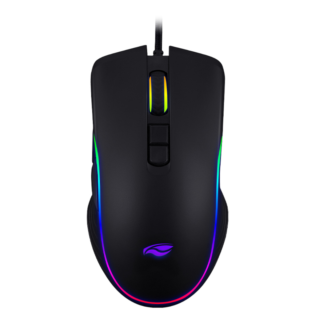 Mouse Gamer com fio USB LED RGB 4800 Dpi Macro Software 7 Botões Sensor Rápido Estável Preto