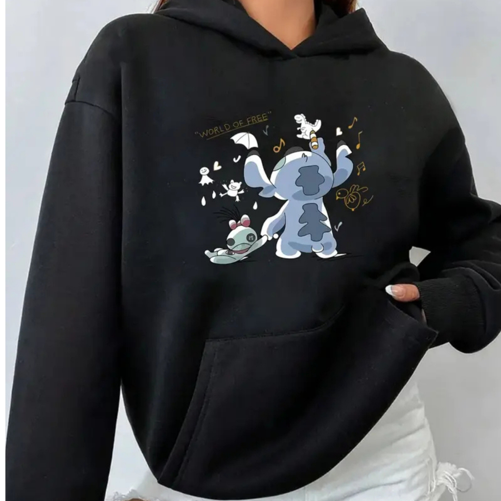 Moletom Premium Confrotavel Inverno Lilo Lancamento Canguru Estiloso Ohana Stich Desenho Seriado