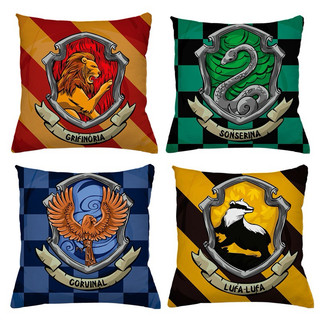KIT 4 CAPA DE ALMOFADA HARRY POTTER, HP, IDEAL PARA DECORAÇÃO QUARTO SALA - TAMANHO 45X45
