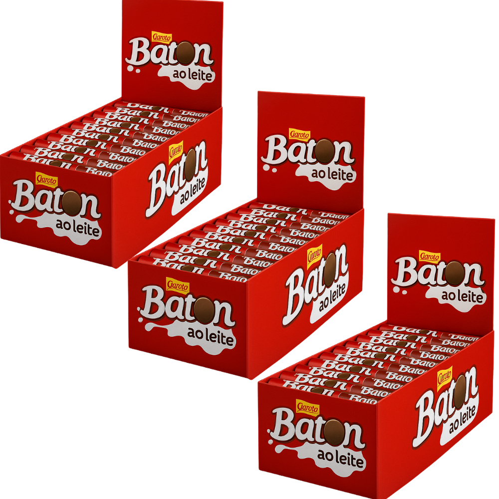 Kit c/3 Chocolate Baton Ao Leite 90un- Garoto em Oferta na Shopee
