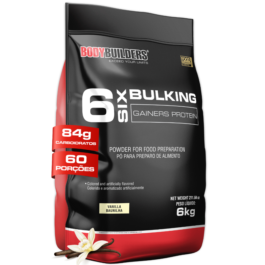 Hipercalórico 6 Six Bulking Gainers Protein 6kg - Para Aumento de Massa - Bodybuilders