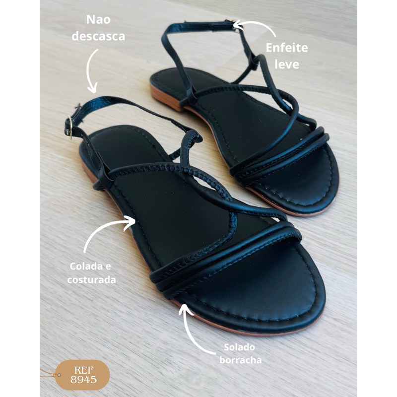 sandália plana rasteira comfort com enfeite — imagem 2 de 2