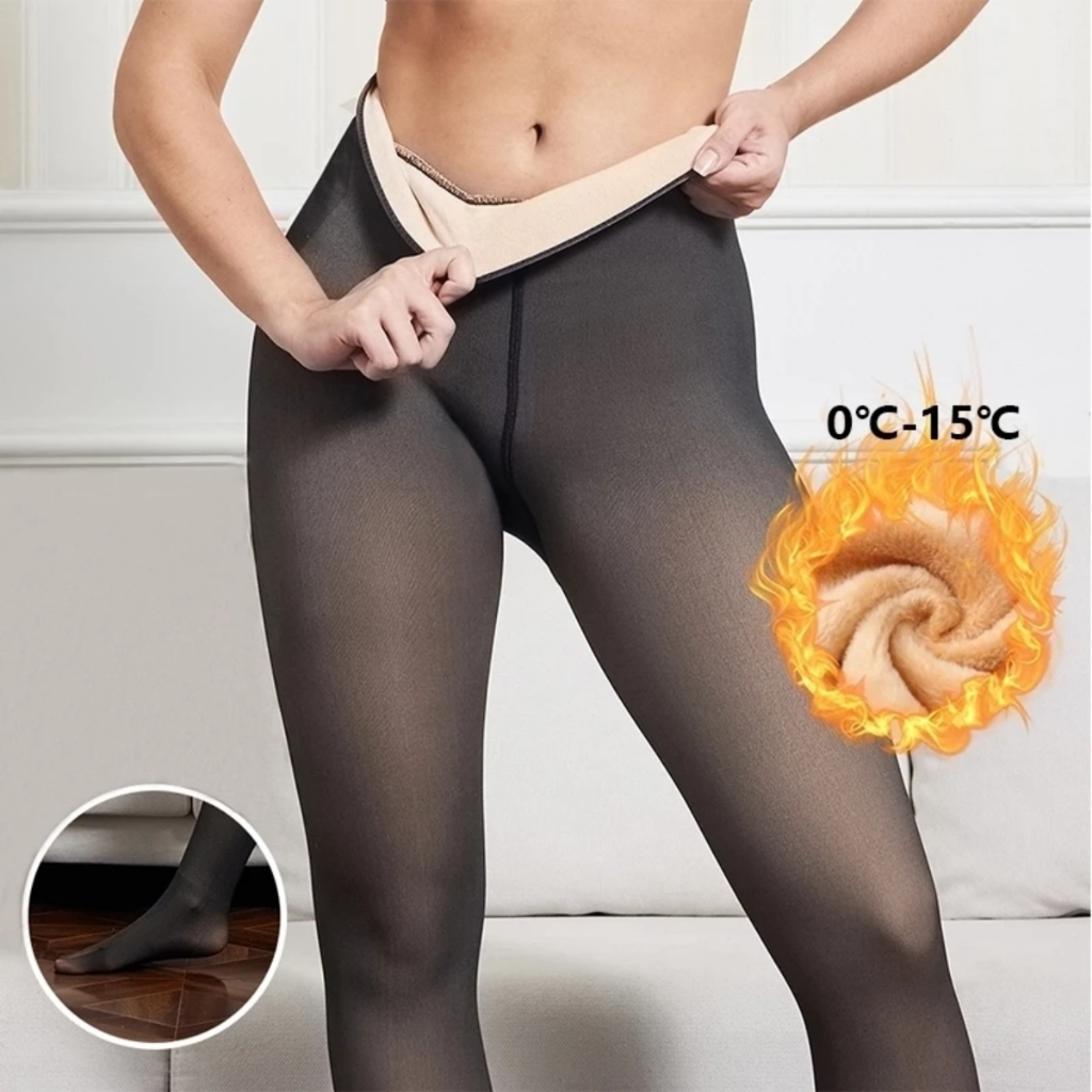 Meia Calca Feminina inverno Pelciada Térmica Translucido De com forro Slim Leggings P/M/GG