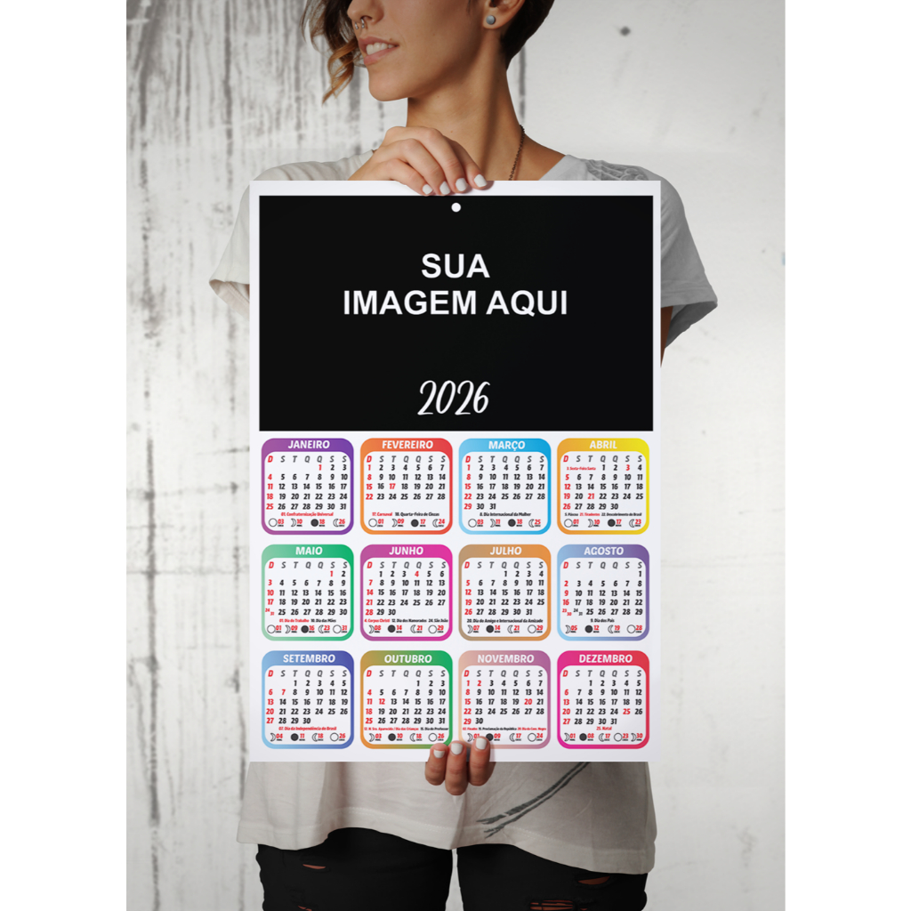 Calendário de Parede Personalizado 2026 A4 21x30cm em Oferta na Shopee