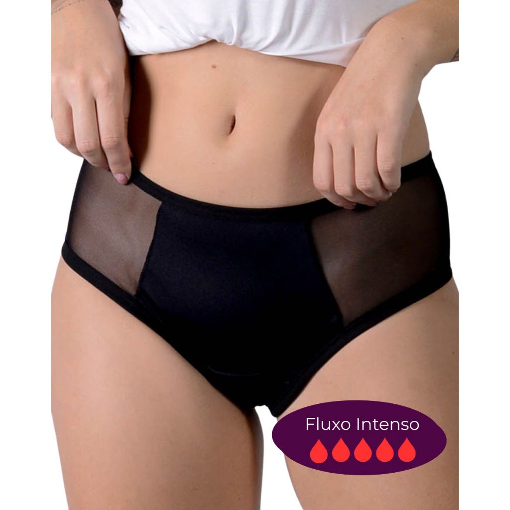 DELICATTA Calcinha Menstrual Absorvente Antivazamento Reutilizável Fluxo Intenso Antiodor