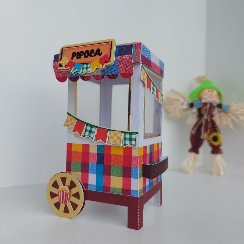 Caixa Carrinho de Pipoca - Festa Junina - Arraiá - Lembrancinhas - Caixinhas Personalizadas - Papelaria Personalizada