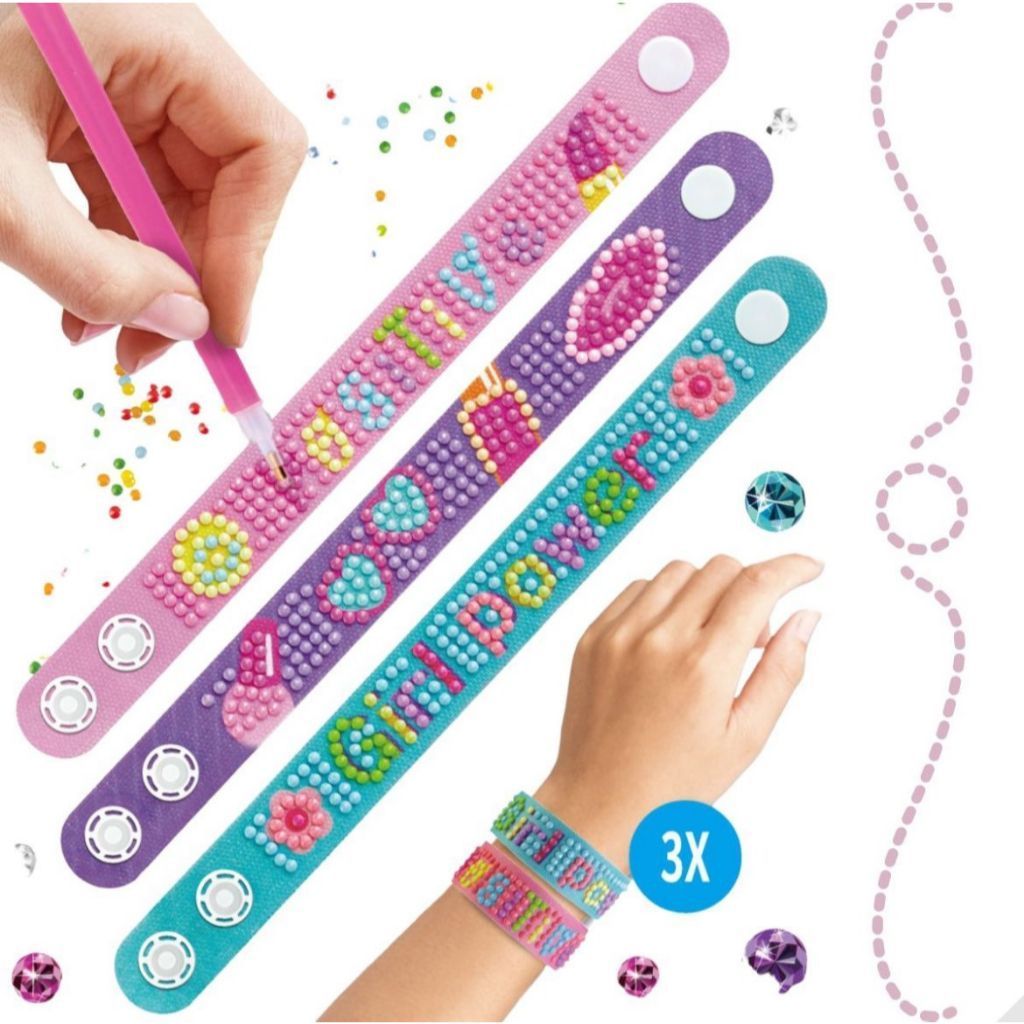 Kit Com 3 Pulseiras Diamond Paiting Divertida Diy Meninas Beleza Presente 05 anos 06 anos ...