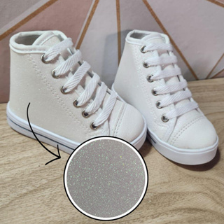 Tênis Glitter Cano Alto Branco Para Customização d em Oferta na Shopee
