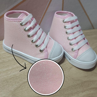 Tênis Glitter Cano Alto Rosa Para Customização Lindo em Oferta na Shopee