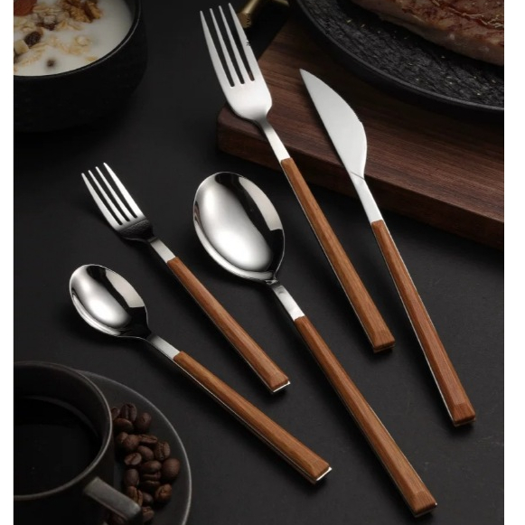 Jogo De Talheres Faqueiro Com 24 Peças Completo De Aço Inox Designer Lindo