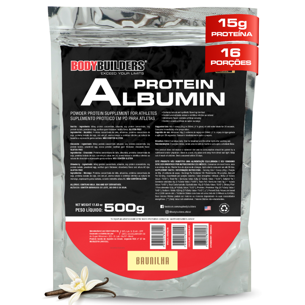 Albumina Proteína Em Pó 500g - Para Definição e Performance - Bodybuilders