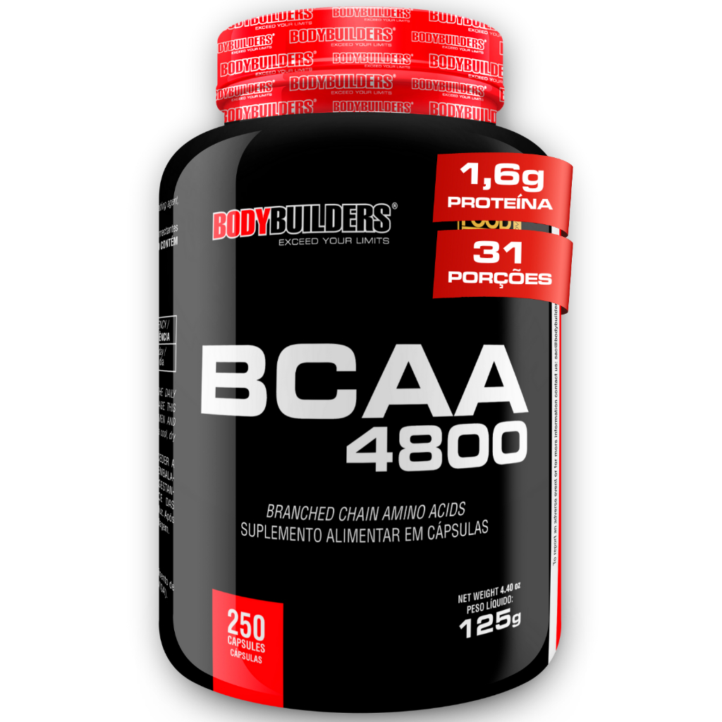 BCAA 4800 250 Cápsulas - Rápida Absorção - Bodybuilders em Oferta na Shopee