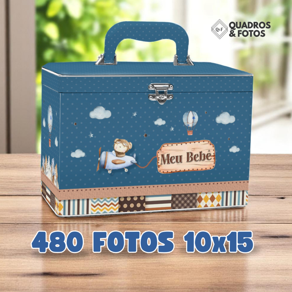 Box Luxo com 4 álbuns para 480 fotos 10x15 - Tema Infantil Bebê