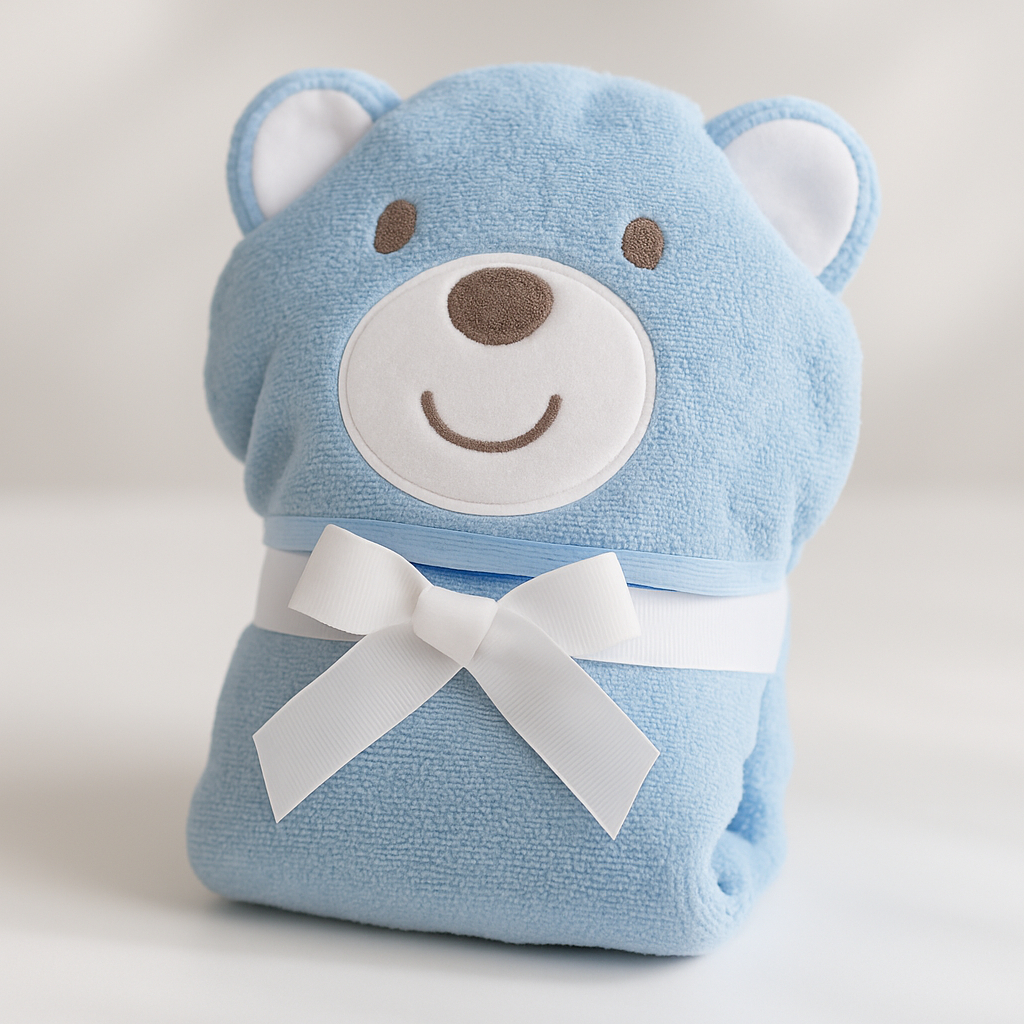 Toalha de Banho Bordada com Capuz Infantil Aconchego Camesa Baby 75x75cm