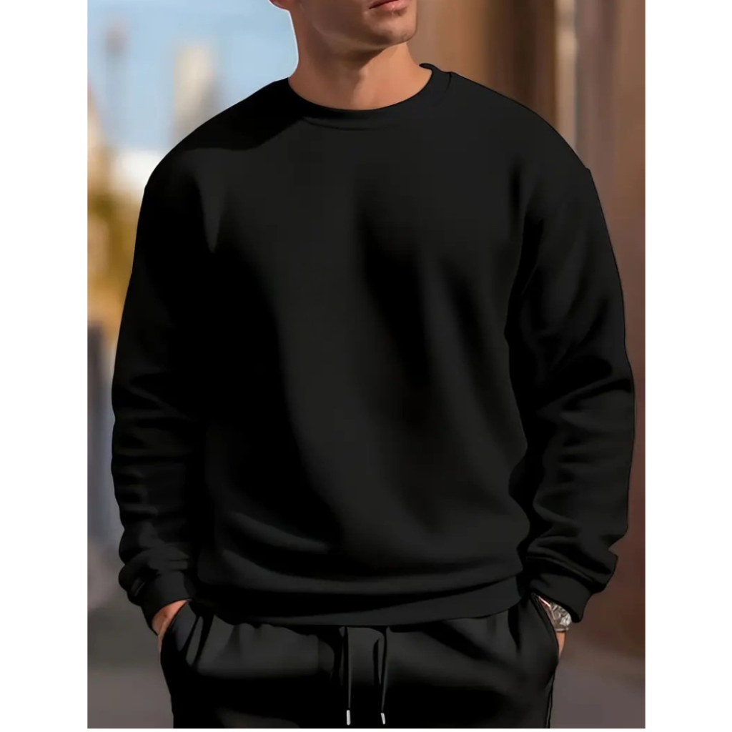 Moletom Gola Redonda Blusa De Frio Basico Careca Casaco Feminino Masculino Flanelado Liso Sem Estampa Algodão Qualidade