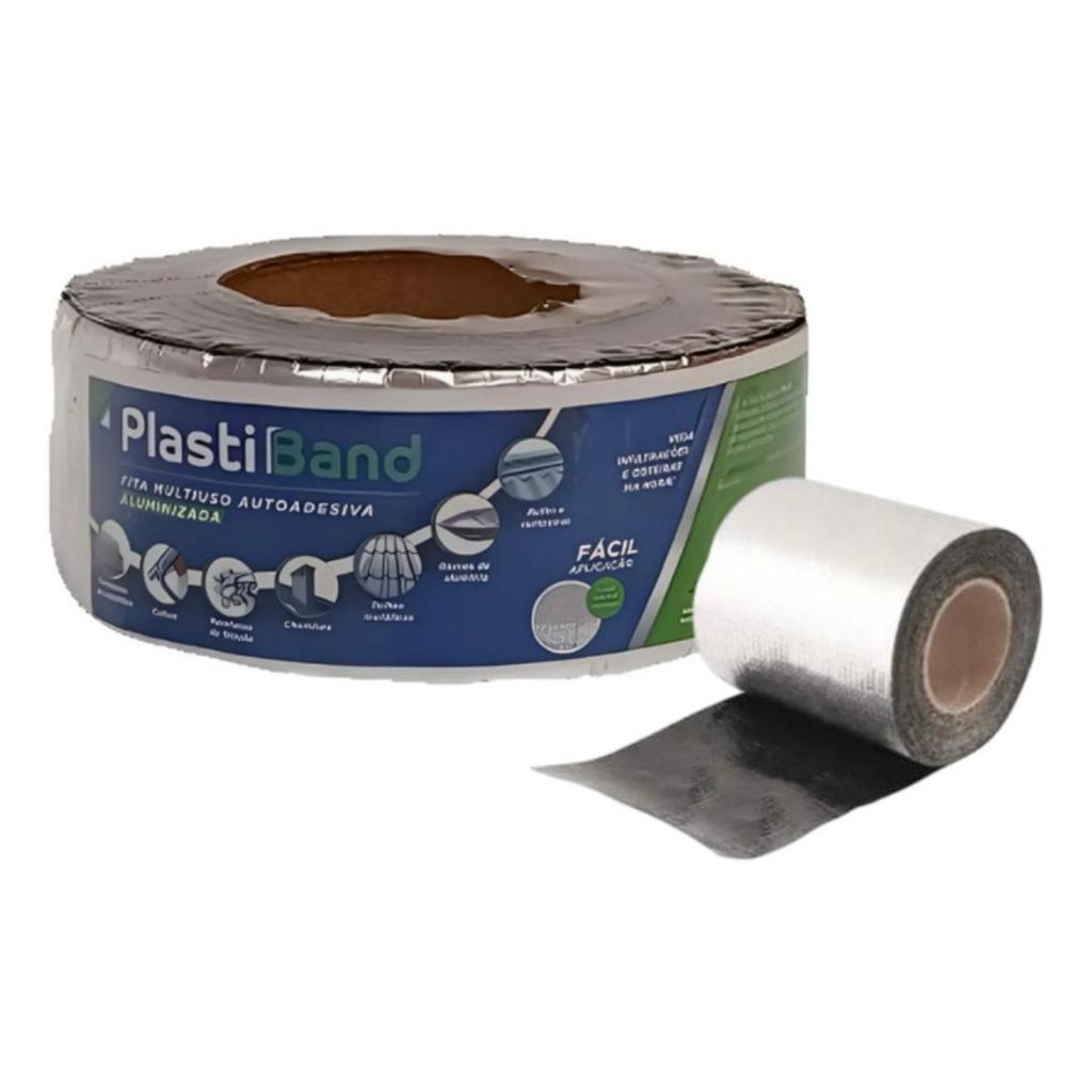 Manta Asfáltica Aluminizada 5cm x 10m Fita Adesiva Telhado Calha Bau Caminhão Exaustor Duto