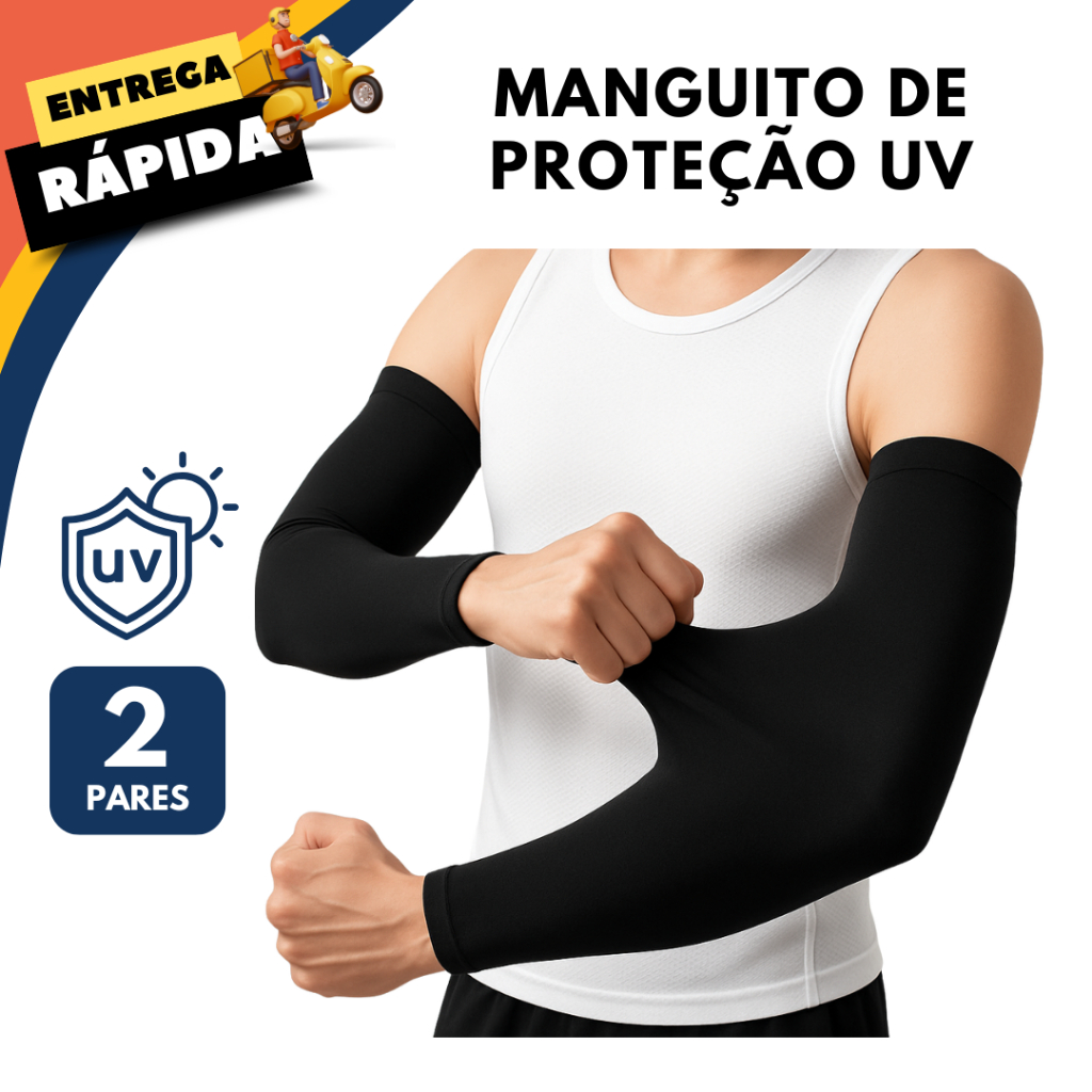 Kit 2 Manguito Manga Proteção Solar UV50+ Unissex Corrida Academia Ciclismo Futebol Pesca ...