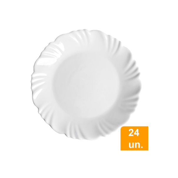 Conjunto de Pratos Sobremesa Nadir Vidro Branco Opaline Pétala 24 peças - Home & Living