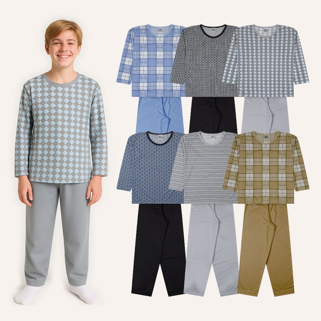 Conjunto de Pijama Estampado Infantil Juvenil Masculino Menino 100% Poliéster Tam 10 ao 16 SORTIDO