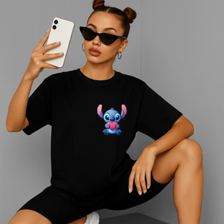 Camiseta Oversized Feminina Stitch  Filme Fofinho Blusão Over Lilo E Stich