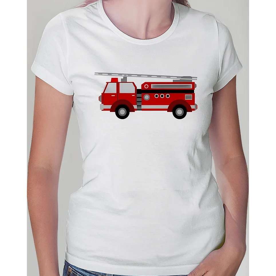 Camiseta Baby Look Caminhão De Bombeiro Camiseta Feminina