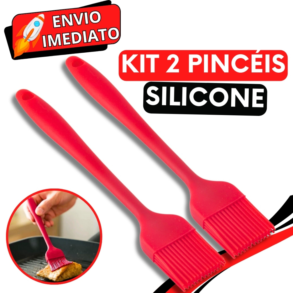 KIT 2 Pincel de Silicone com Cerdas Antiaderente Para Casa Cozinha Restaurante Buffet Bolo Confeitaria Oleo Carne Massa