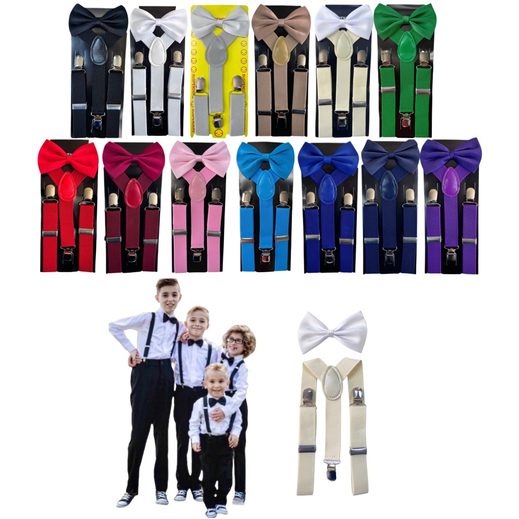 Kit Suspensório + Gravata Borboleta Infantil Criança Menino Menina Várias Cores em Oferta na Shopee