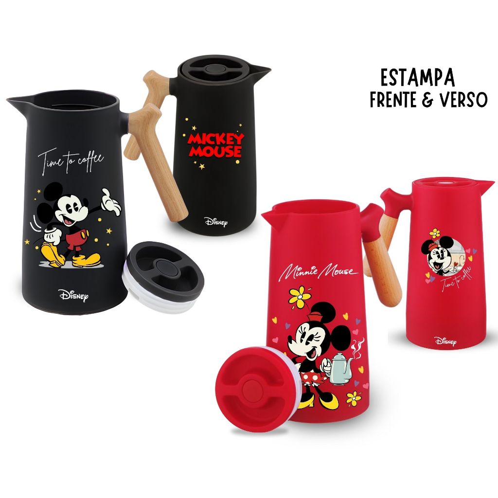 Garrafa Térmica Café/ Chá 1 litro Personalizada Mickey Minnie Mouse Disney Arte Pronta Mesa Posta Alta Qualidade