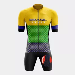 Conjunto Ciclismo Masculino Kit Camiseta Premium Ziper total Short Bermuda Forro Espuma Bicicleta