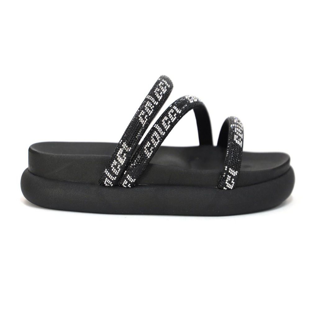 Sandália Dani Colcci Techfit Três Tiras em Cristais Abalouada em Oferta na Shopee