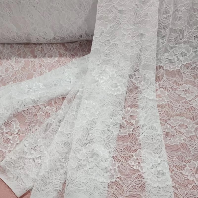 Tecido Renda de Poliamida 1 metro x 1,50 de largura Renda margarida com elastano.