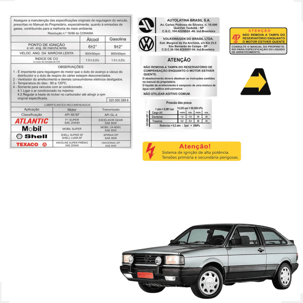 Kit Adesivos Motor Vw Gol Gti Gts Saveiro Parati Quadrados l Adesivo do capo Gol Quadrado Gol GTS
