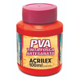 Tinta PVA Acrilex Vermelho Vivo 100ml - Tinta para Artesanato- Acrilex - Tinta para Madeira - Tinta para MDF