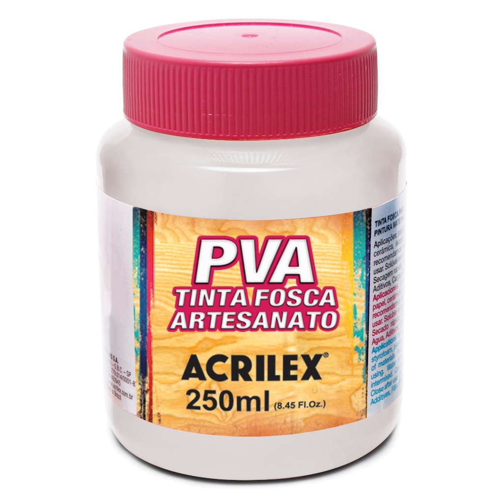 Tinta PVA Acrilex Branca 250ml - Tinta para Artesanato - Acrilex - Tinta para Madeira - Tinta para MDF - Tinta para Arte