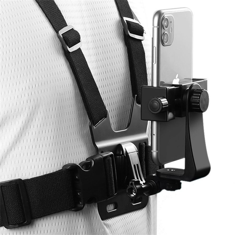 Suporte de Peito Para Celular e Gopro Peitoral Peito ajustável Câmera Esportivo Moto Bike