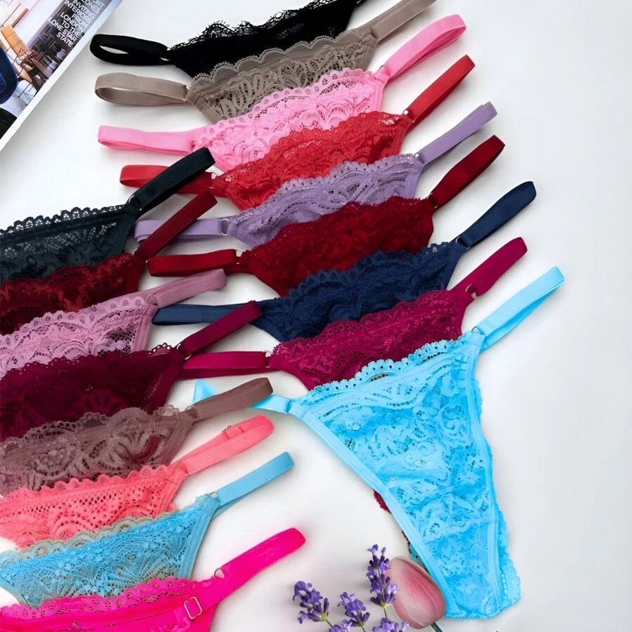 Kit c/5 unidades de calcinha regulagem  fio dental  de renda lingerie sexy