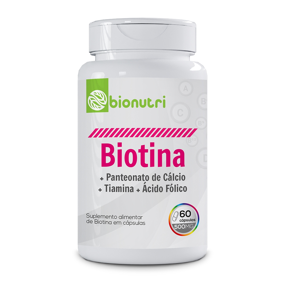 Biotina Panteonato de cálcio + Tiamina + Ácido Fólico (60 cápsulas) - Bionutri
