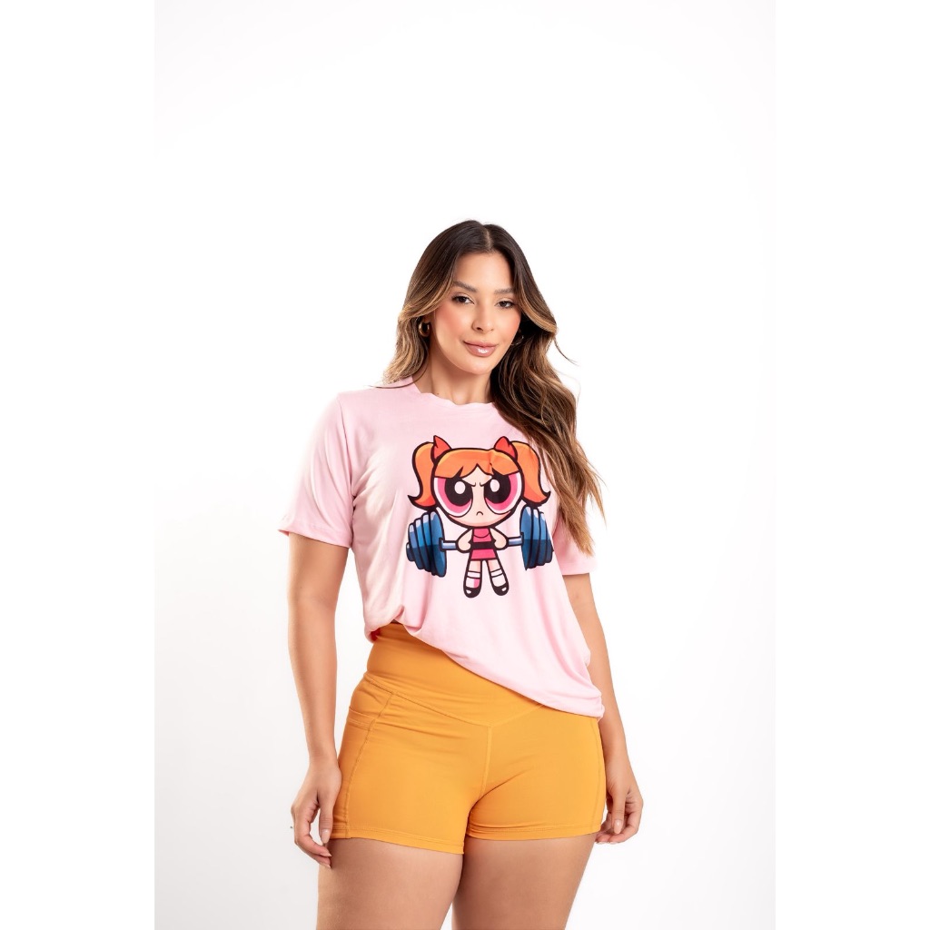 T-shirt Camisetão Suede Feminino Gym Larga Blusão Academia