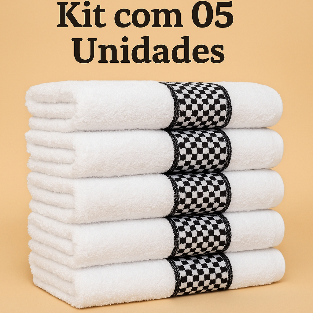 Kit 5 Pano de Prato Branco/Preto Jaquard Premium Atoalhado Felpudo Toalha de Copa 100% Alg...