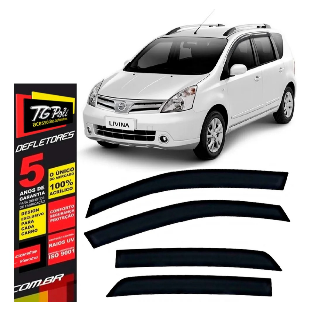 Calha de Chuva ( Defletor ) Nissan Livina / Grand Livina 2009 2010 2011 2012 2013 2014 2015 Tgpoli em Oferta na Shopee