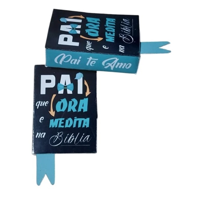 Caixinha Mini Livro Porta Bis – Lembrancinha Dia dos Pais (Não Acompanha Chocolate Bis) | preto com azul cod paiPa