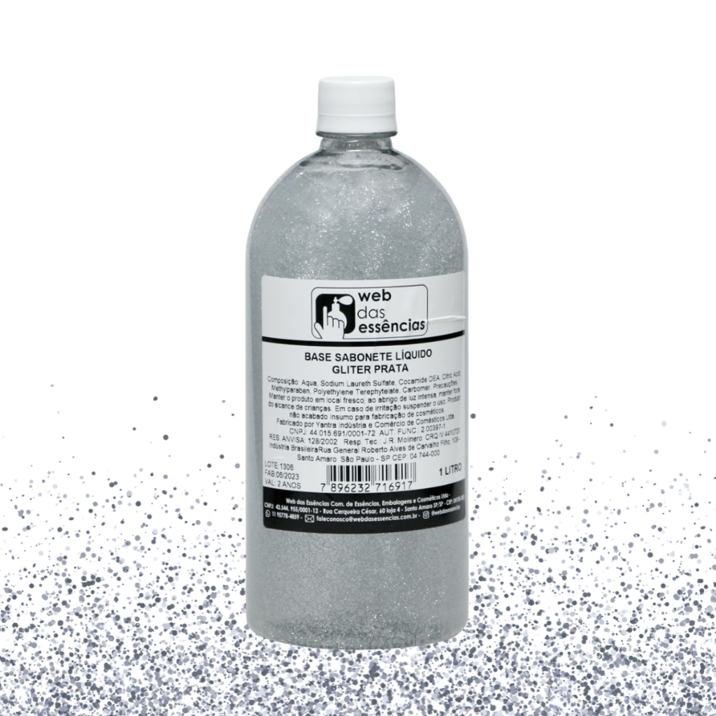 SABONETE LIQUIDO - BASE com GLITTER PRATA (1 LITRO) -